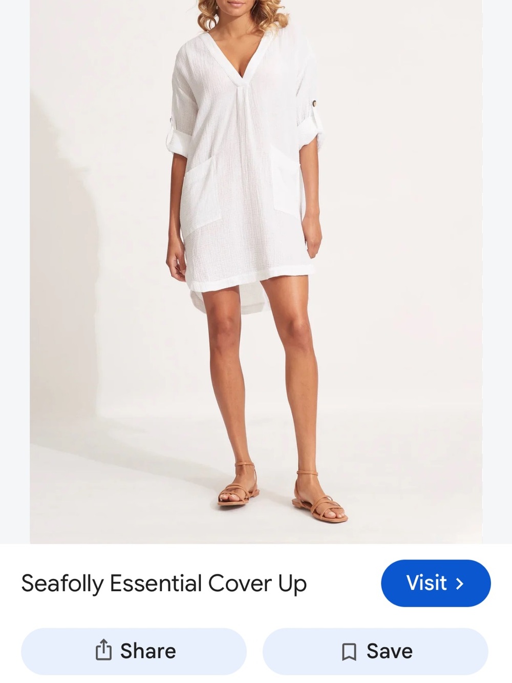 Seafolly White V-Neck Mini Cover-Up Dress